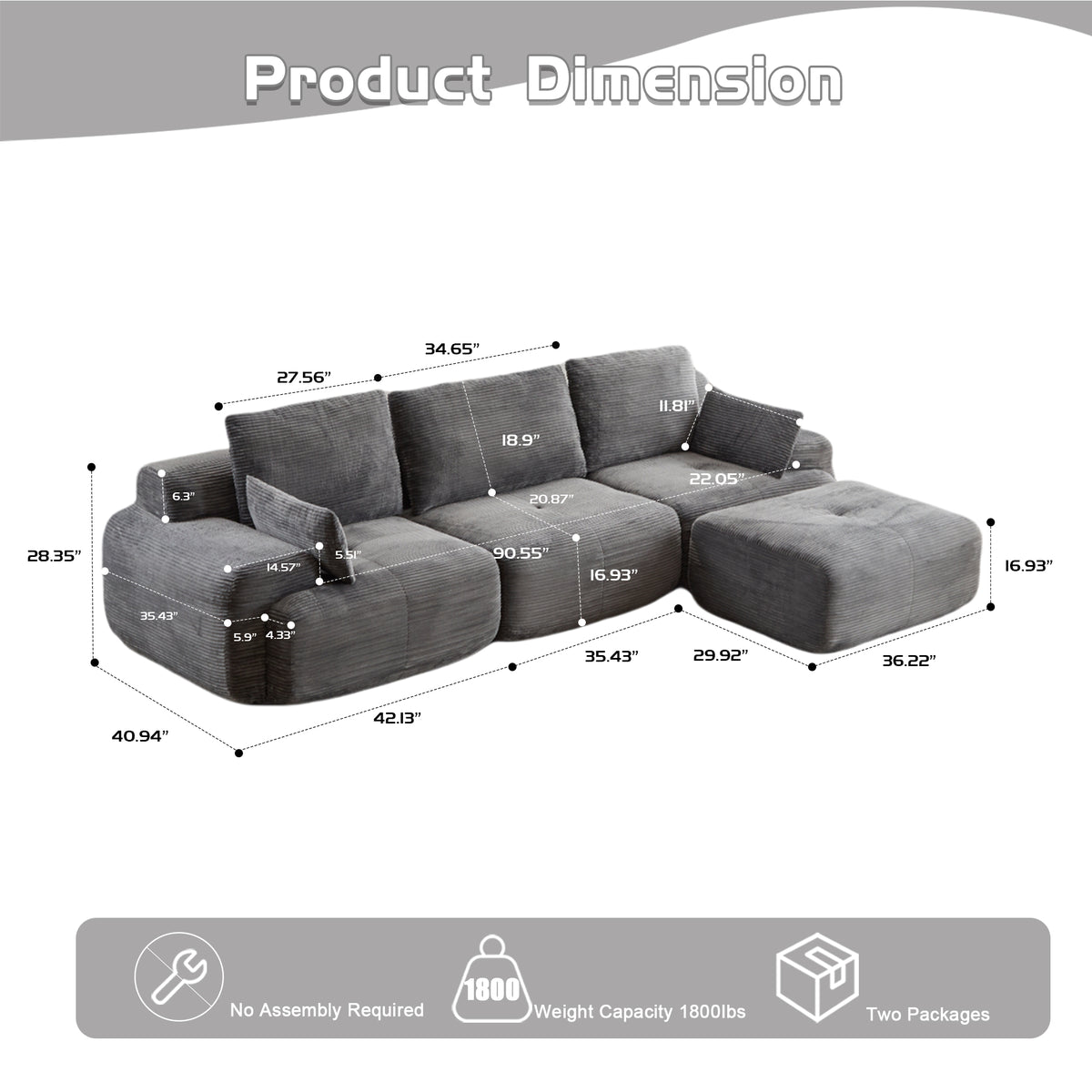 Modern Memory Foam Compressed Sofa