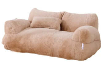 Sofa douillet en peluche pour animaux, Warm Universal Rabbit Plush Pet Sofa Nest, couleur beige.